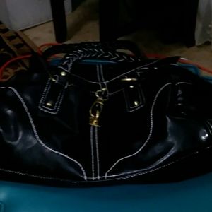 New black leather hobo bag